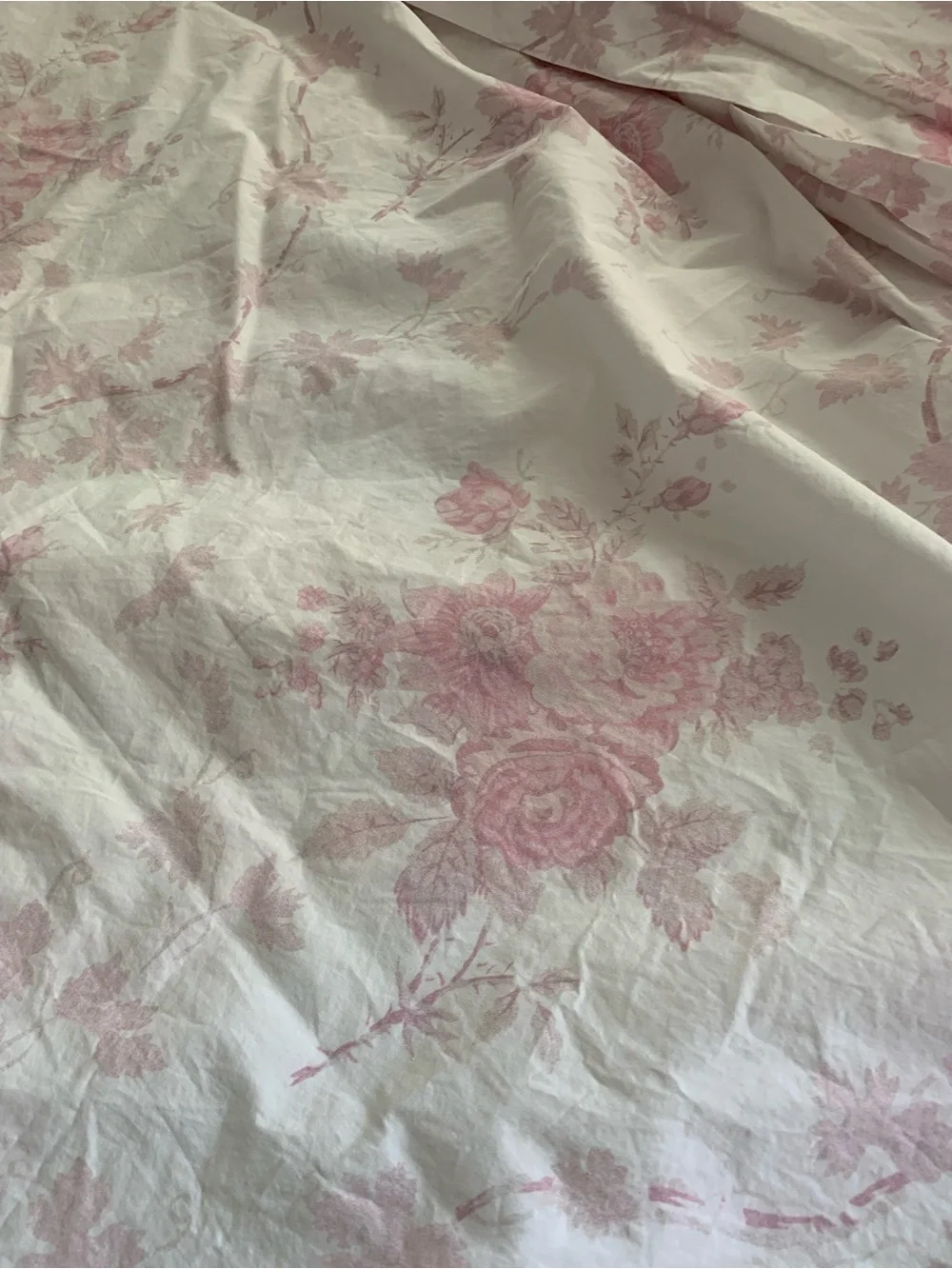 LoveShackFancy Pale Pink Floral Duvet Cover on White